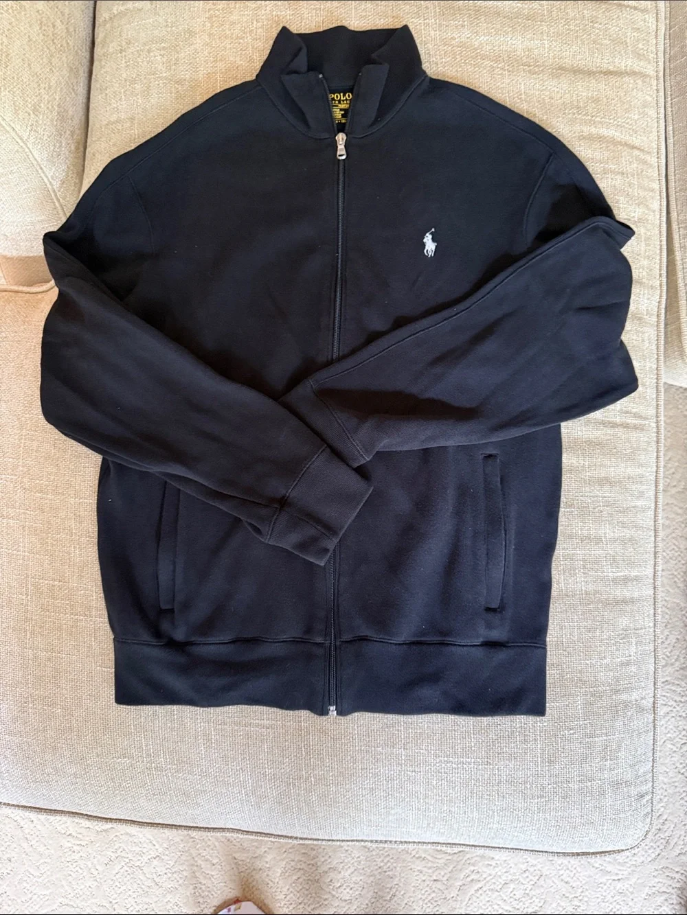 Polo by Ralph Lauren Black Zip-Up Sweatshirt with Pony Logo